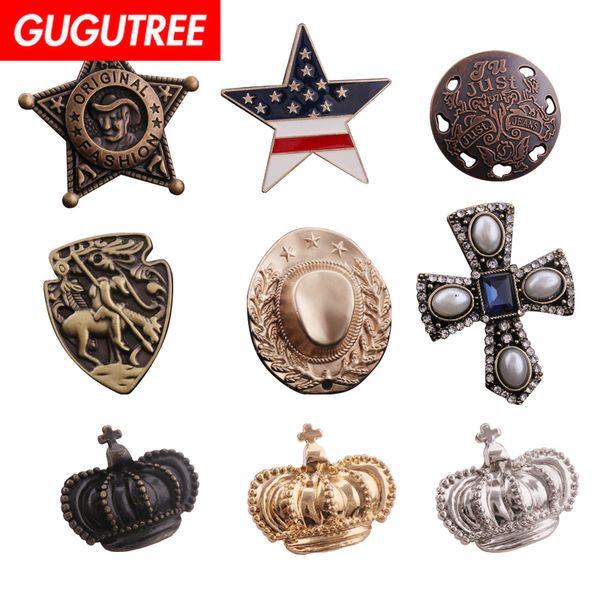 

gugutree brooch breastpin horse wolf crown star snowflower patch badges applique patches for clothing hh-98, Black