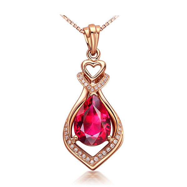 

14k rose gold necklace ruby pure natural stone pendant for women red z wedding bizuteria gemstone pierscionki 14k pendants, Silver