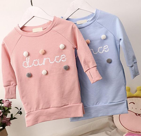 

2020 girls sweatshirts spring autumn princess dresses sweatshirt children clothing hair ball letter printing kids dresses 2-6t girls clothes, Black