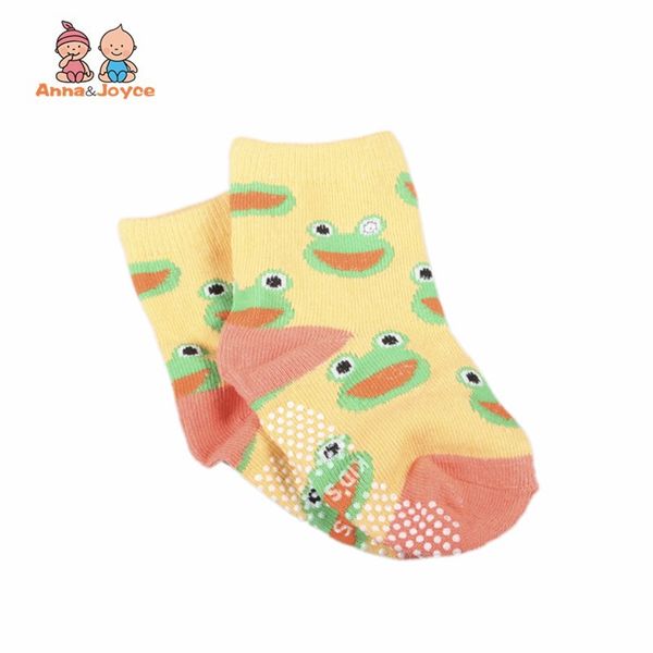 

12 pairs/lot cotton baby socks rubber slip-resistant floor socks cartoon small kid's socks 1--3 babyatws0001, Pink;yellow