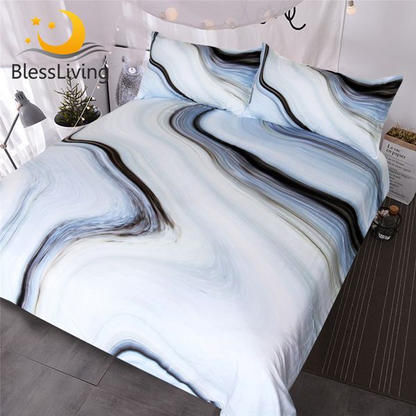 

blessliving marble bedding set black white gray duvet cover set rock 3-piece bed cover nature inspired abstract bedspreads
