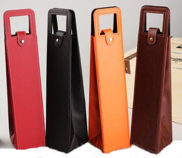 

wine bags portable pu leather red wine bottle packaging case gift storage boxes with handle bar accessories party decor props an2924