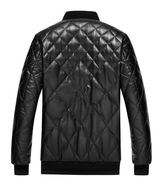 

men's leather & faux winter genuine jacket real sheepskin coat for men 20% duck down jackets short coats mg-2908022 my2925, Black