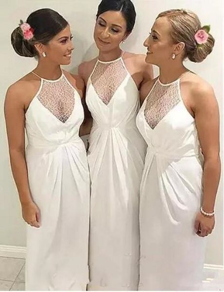 

2019 новый сексуальный холтер длинные коралловые платья невесты летом пляж линии шифон прозрачные кружева фрейлина платья дешевые свадебные, White;pink