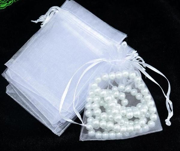 15x20cm Cor Branco Jóias Pacote com cordão jóias sacos Grande cordão Bolsas Organza Sacos 1000pcs / lot