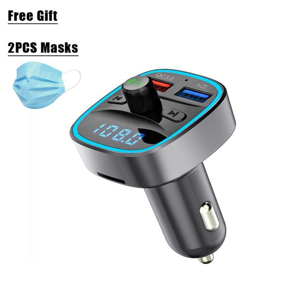 

t25s car fm transmitter bluetooth 5.0 wireless mp3 player qc 3.0 quick charging dual usb hands phone call for all car