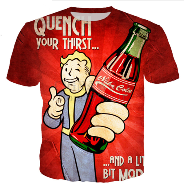 

новые горячие мода мультфильм игры fallout finger футболка женщины мужчины лето унисекс 3d печати с коротким рукавом crewneck повседневная т, White;black