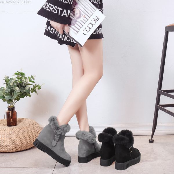 

женская обувь snow boots flat winter plus размер платформы женская теплая обувь 2019 новой мех женские сапоги женщины открытый снег, Black