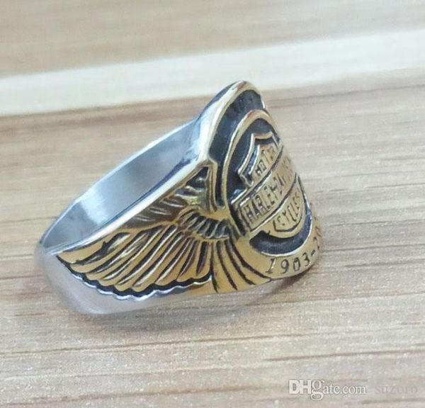 

золотое кольцо из нержавеющей стали с орлиным крылом, Silver