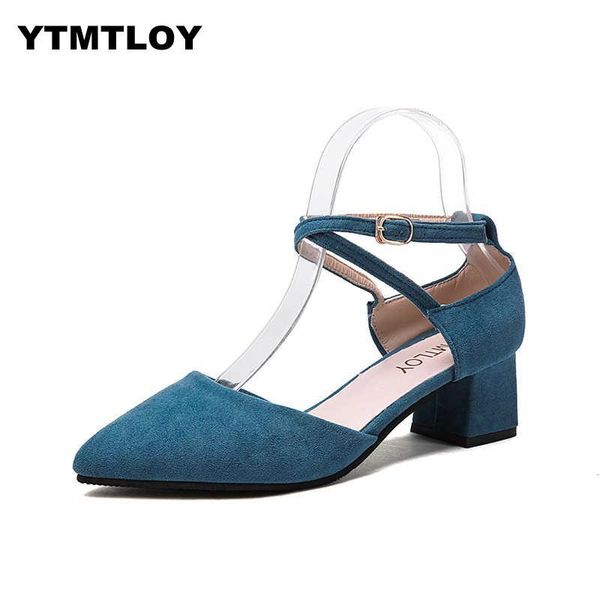 

shoes woman summer women pumps female word buckle pointed high-heeled thick with 4.5cm black bean paste nude cross-tied