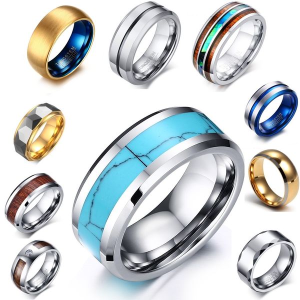 

15 styles new cool gold silver color tungsten ring for men jewelry 6mm 8mm tungsten carbide ring