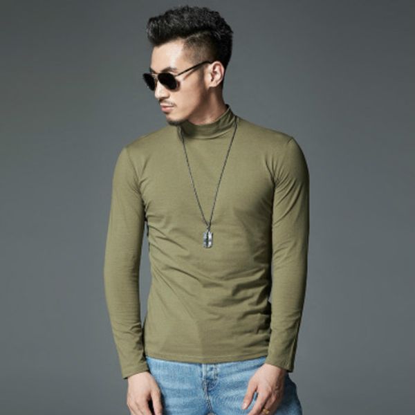 

mens designer long sleeve bottoming shirt youth solid color skinny 2020 spring and autumn new fashion trend style hot, White;black