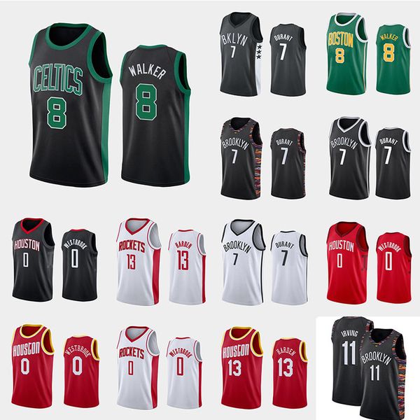 

7 Durant 8 Walker 11 Irving 0 Westbrook 13 Harden Black Green Red Cool Breathable Mens Stitched Jersey