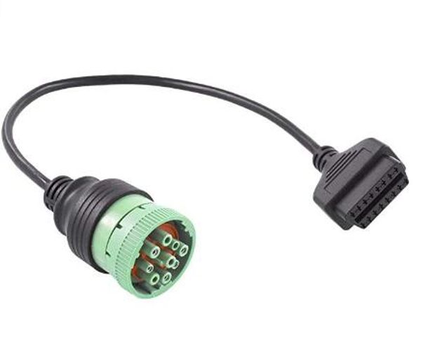 J1939 9 Pin para OBD2 Cabo adaptador SAE J1939 Tipo 2 Green Deutsch conector fêmea de 16 pinos OBDII Feminino cabo conector para Truck diagnósti