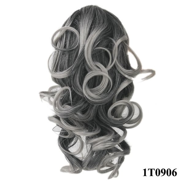 

high qualtiy body wave synthetic ponytail extensions clip-in pony tail natural hair extension heat resistant hair pieces, Black