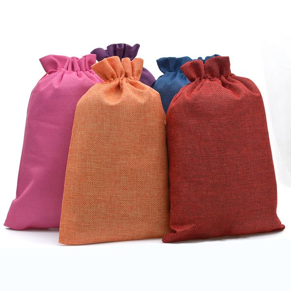 

50pcs large jute gift bag linen jute drawstring pouches 20x30cm jewelry packaging wedding favor bag for candy handmade soap