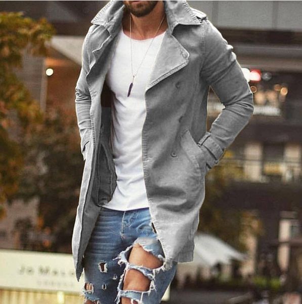 

foreign trade spring mens jacket mid-length slim-fit large windbreaker mens casual jacket, Tan;black
