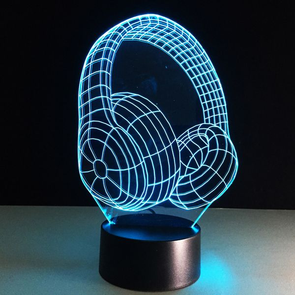

usb 7 colors changing creative 3d vision music headset modelling table lamp led atmosphere fixture baby sleep night light decor