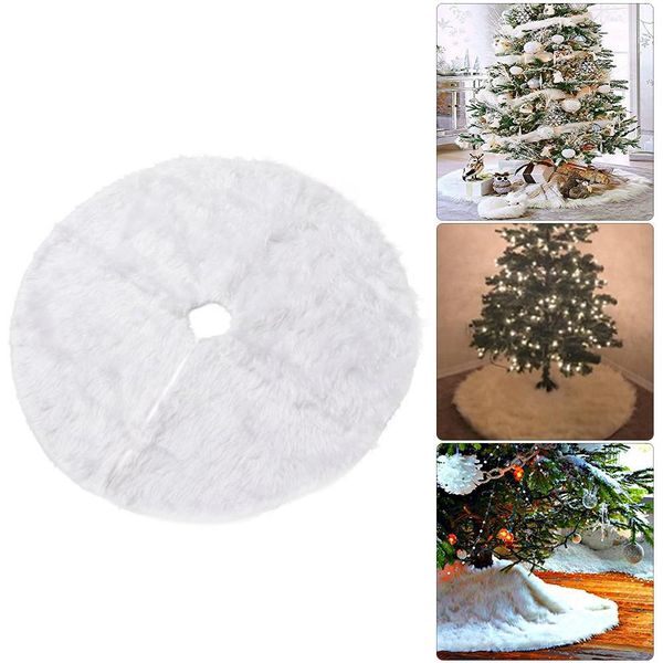 

1pc white plush christmas tree skirts fur carpet merry christmas decoration for home natal natal tree skirts new year decoration