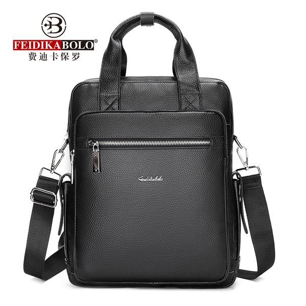 

feidikabolo real leather man bag man business shoulder bags for a4 documents litchi pattern briefcase bag vertical fashion bags