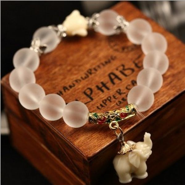 

natural matte crystal bracelets for women fashion super sweet elephant women bracelet wholesale retail 048, Black