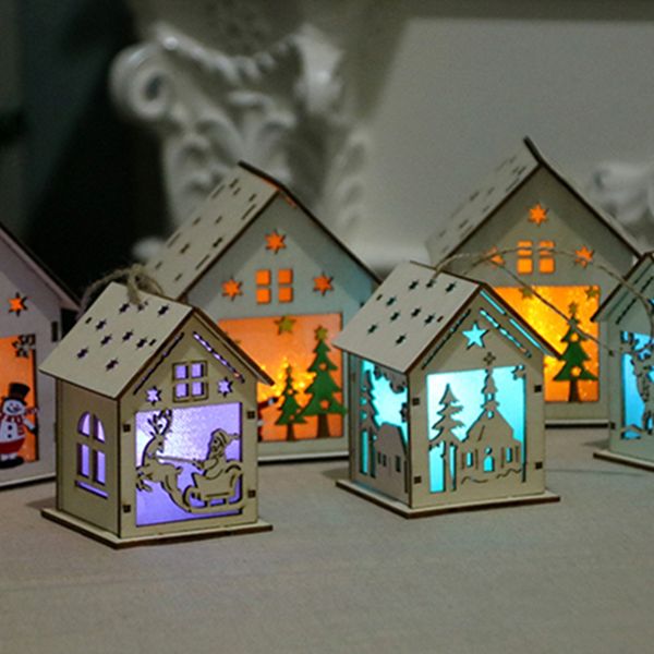 

christmas led light wood house christmas tree decorations for home hanging ornaments holiday nice xmas gift wedding navidad