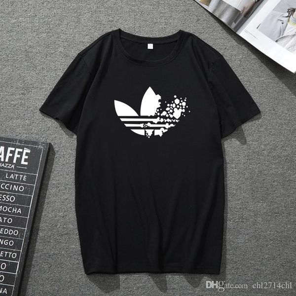 

летние новые мужские и женские футболки модные молодежные спортивные досуга личности ситца футболки с круглым вырезом и шо, White;black