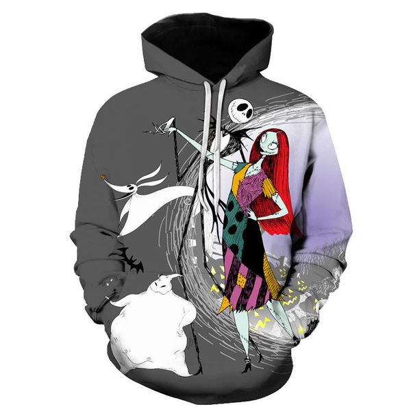 

zombie bride printed halloween 3d hoodie halloween night jack sally men/women sweatshirts fall moon zombie pullover hoodies 6xl, Black
