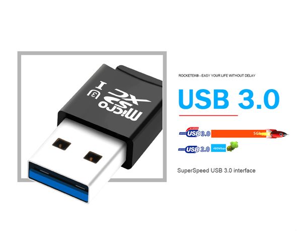 

rocketek usb 3.0 multi memory card reader adapter mini cardreader for micro sd/tf microsd readers computer lapmade in chi