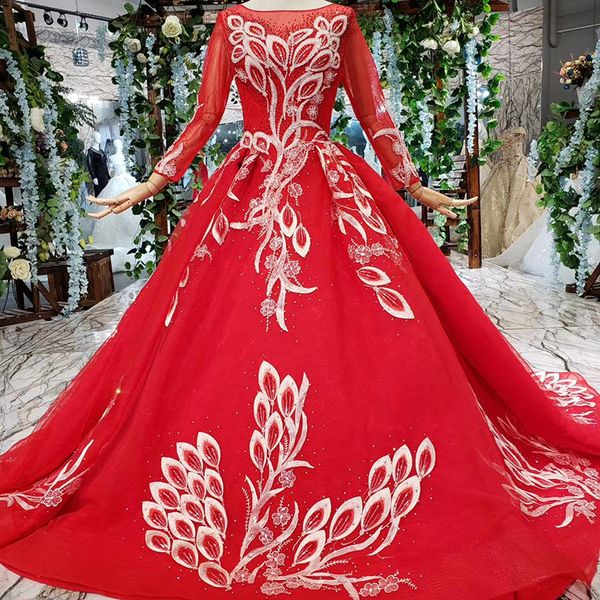 

2019 роскошные мусульманские вечерние платья с длинным рукавом тюль зашнуровать назад иллюзия o шеи блестки кристалл pattern аппликация вече, Black;red