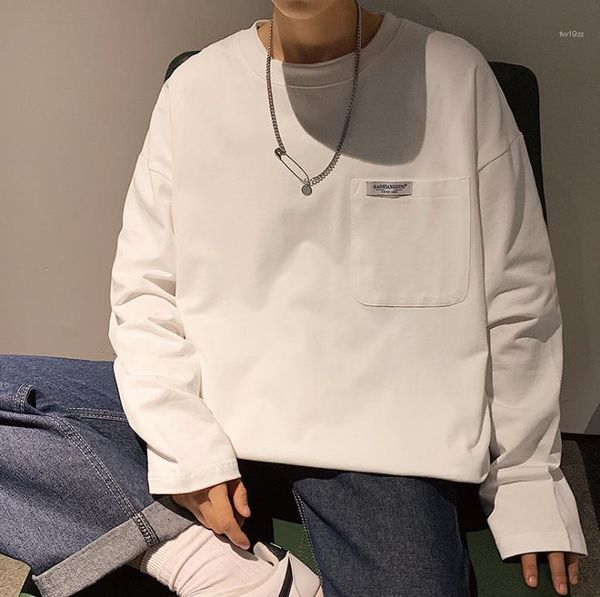 

couple solid color plus size sweatshirts man fashion o-neck high street clothes mens big pocket spring hoodies teenager, Black