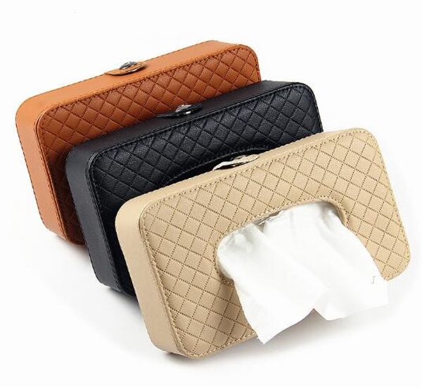 

car sun visor pu leather tissue storage box pumping paper napkin clip holder