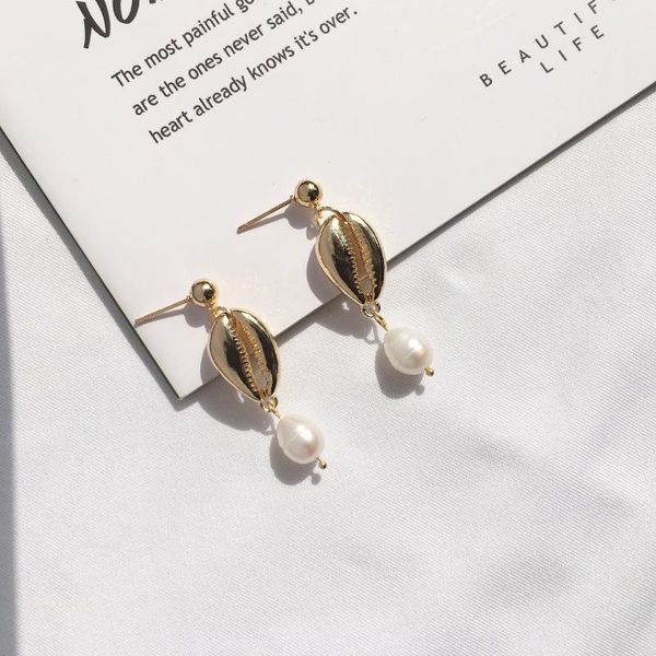 

european and american fashion shell earrings natural pearl haiyang style earrings fashion popular shellfish earrings processing wholesale