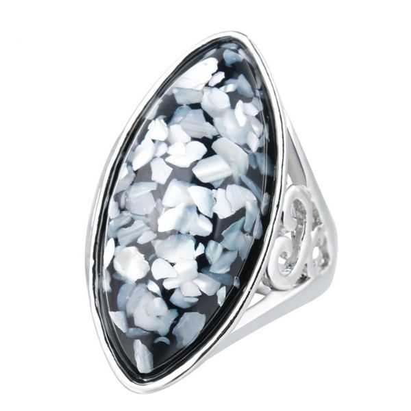 

10 pcs silver plated marquise shape shell finger ring water drop blue crystal for gift charm jewelry