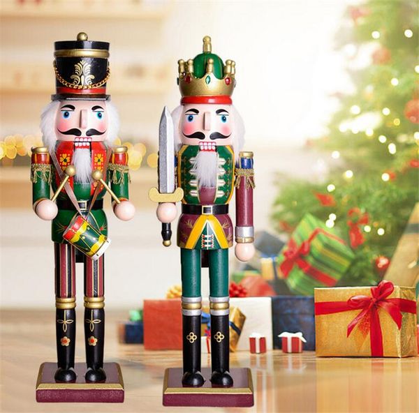 Nuovo 30 cm Schiaccianoci in legno Bambola Soldato Figure Vintage Artigianato Burattino Regalo di Natale Bambole Ornamenti decorativi Decorazione domestica