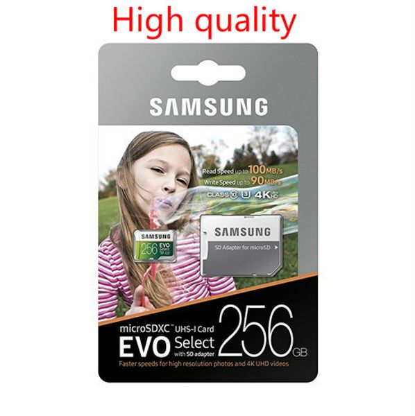 

dhl shipping 32gb/64gb/128gb/256gb samsung evo select plus micro sd card/actual capacity camera tf card u3/smartphone storage card 100mb