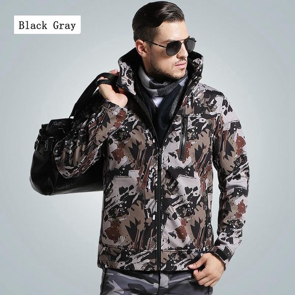 

camouflage softshell hiking jacket men winter fleece waterproof jackets outdoor sport tactical jacket hunt clothes 2018, Blue;black