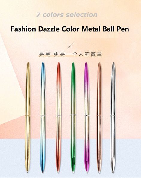 

fashion dazzle color metal ball pen alloy aluminum rotating ballpoint pen 0.7mm, Blue;orange