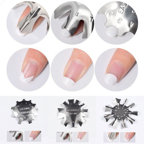 

easy french line edge nail tool smile cutter nail stencil edge trimmer multi-size manicure art styling tool set