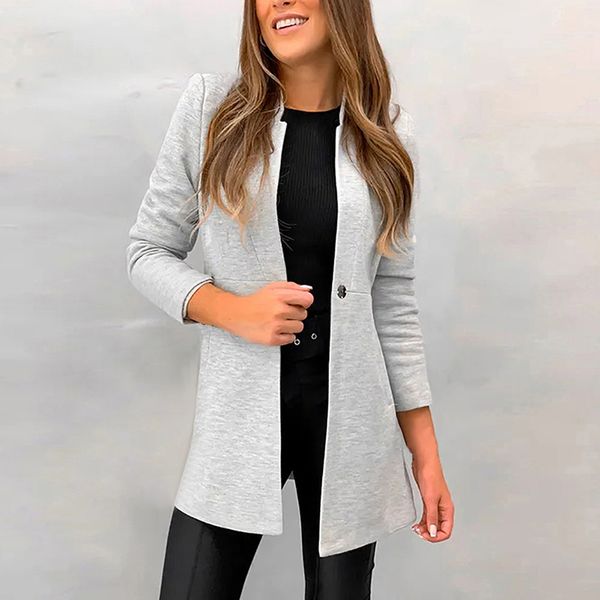 

gryffon 2019 new women mid-length trench coat blazer autumn winter fashion slim suit female solid color woolen coat streetwear, Black