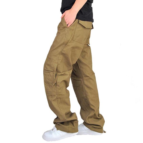 

combat pants cotton many pockets stretch flexible casual trousers cargo pants men tactical, Black