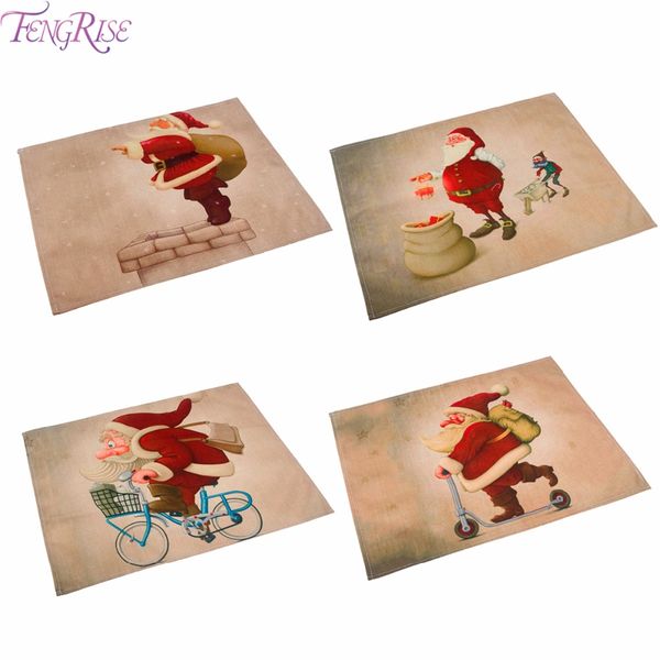 

fengrise 42x32cm santa claus table mat christmas decorations for home placemat table napkin christmas tableware new year 2019