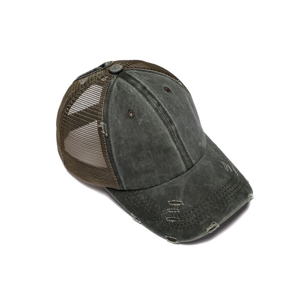 

washed hole ponytail cap breathable soild color mesh baseball hats trucker pony hat summer outdoor sports caps 300pcs ljjp49-2, Blue;gray