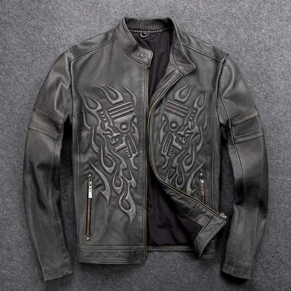 

100% genuine leather jacket men clothes 2019 autumn winter real fit cow leather jackets plus size 4xl coat jaqueta de couro 1601, Black