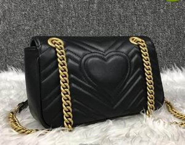 Kadınlar Klasik Marmont Shoulers çantaları deri haberci çantalar kalp desen tasarımcısı crossbody altın zincirler çantası