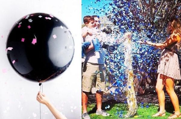 

1pcs gaint 36 inch black round confetti latex foil balloon gender reveal party balloon giant balloon with pink blue confetti