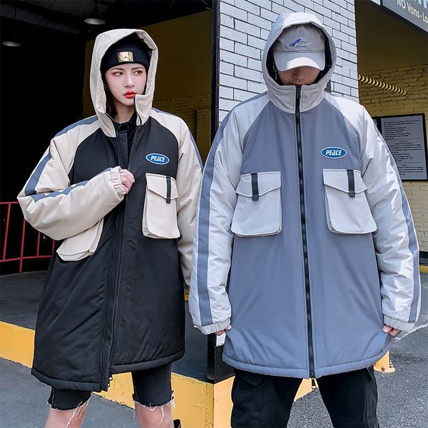 

2020 jacket warm fashion casual parka medium-long thickening coat men for winter manteau homme hiver, Black