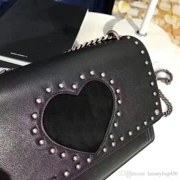 

latest ladies shoulder bag star with the same handbag rivets and love chain bag frosted leather messenger bag designer clutch