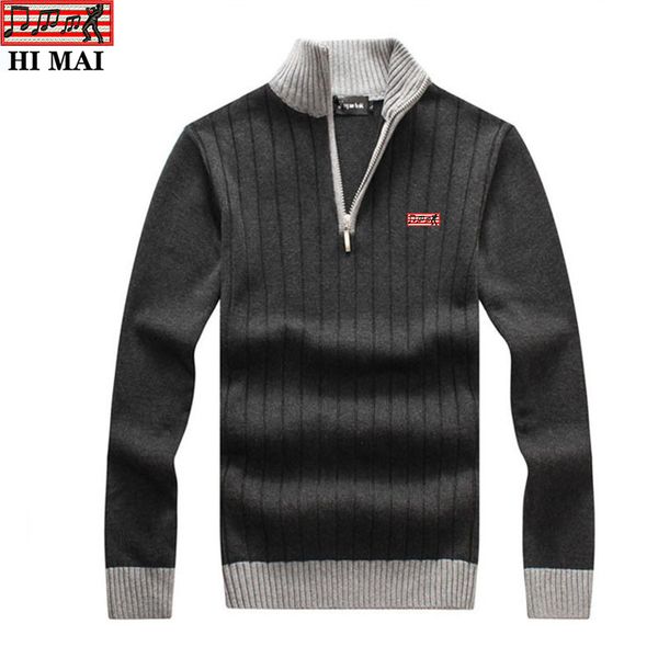 

осень зима новый мужская молния свитер пуловеры stand collar slim fit толстые свитера мужской сплошной цвет вязаные пуловер 3xl, White;black