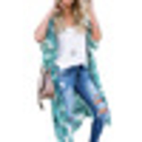 

leopard cardigan summer new 1/2 raglan sleeve open front belt chiffon coat women clothing, Black;brown